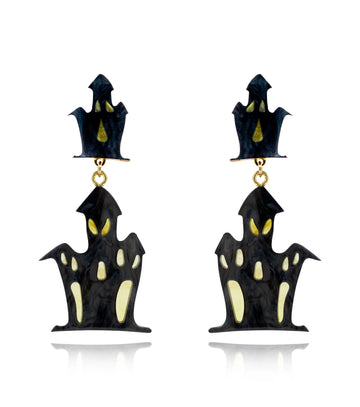 Ghost House Earrings Acrylic Resin Halloween Statement Jewelry for Women - Novelty Art Jewelry