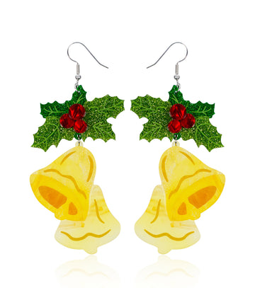 Jingle Bell Earrings Christmas Statement Jewelry for Women - Novelty Art Jewelry