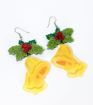 Jingle Bell Earrings Christmas Statement Jewelry for Women - Novelty Art Jewelry