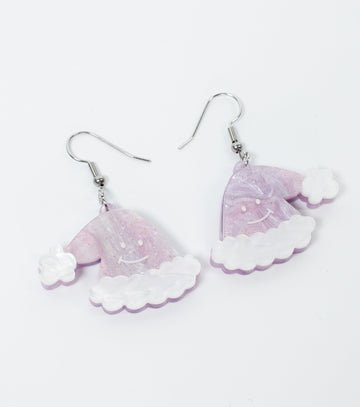 Santa Hat Earrings Christmas Statement Jewelry for Women - Novelty Art Jewelry