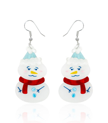 Snowman Earrings Christmas Statement Jewelry for Women - Novelty Art Jewelry