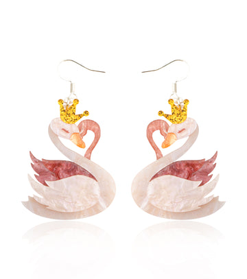 Peach Blossom Swan Earrings