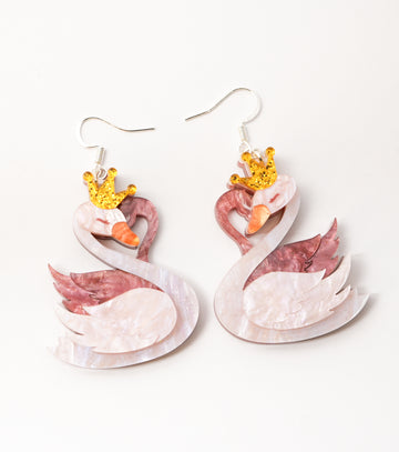 Peach Blossom Swan Earrings