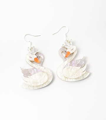 Moonlight White Swan Earrings