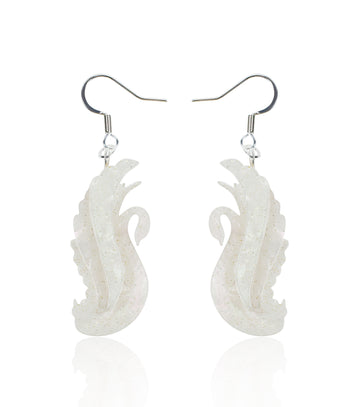 Aurora White Swan Earrings