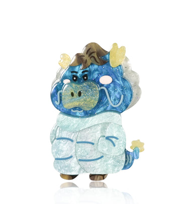 Aurora Puffer Jacket Dragon Brooch