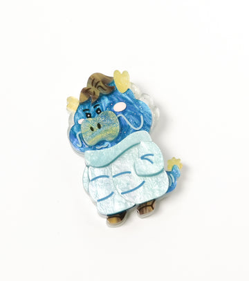 Aurora Puffer Jacket Dragon Brooch