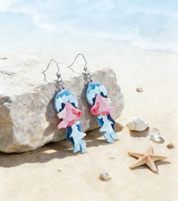 Floating Ballerina Jellyfish Earrings For Ocean