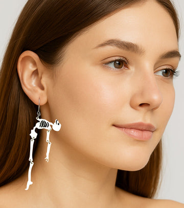 Skeleton Earrings Acrylic Resin Halloween Statement Jewelry for Women - Novelty Art Jewelry