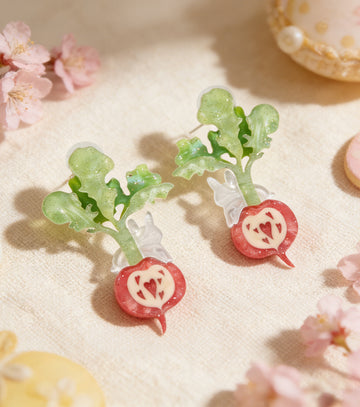 Heartfelt Harvest Radish Heart Earrings
