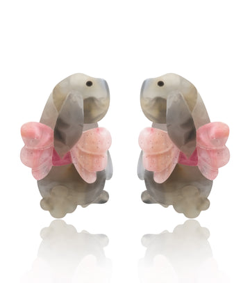 Marbled Cloud-Tail Bunny Earrings