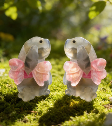 Marbled Cloud-Tail Bunny Earrings