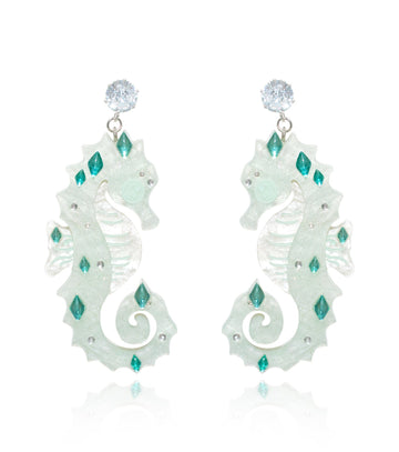 Seahorse Earrings Ocean Acrylic Resin Statement Jewelry for Women - Novelty Art Jewelry