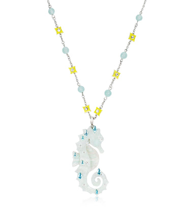 Glittering Cream Seahorse Necklace