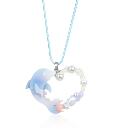 Pearl Heart Dolphin Necklace