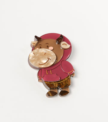 Pink Hoodie Ox Brooch