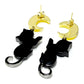 Moon Cat Earrings Acrylic Resin Halloween Statement Jewelry for Women - Novelty Art Jewelry
