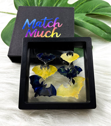 Bats Earrings Acrylic Resin Halloween Statement Jewelry for Women - Novelty Art Jewelry