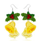 Jingle Bell Earrings Christmas Statement Jewelry for Women - Novelty Art Jewelry