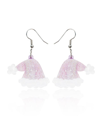 Santa Hat Earrings Christmas Statement Jewelry for Women - Novelty Art Jewelry