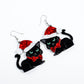 Cat with Santa Hat Earrings Christmas Statement Jewelry for Women - Novelty Art Jewelry