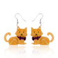 Orange Cat Earrings Christmas Statement Jewelry for Women - Novelty Art Jewelry