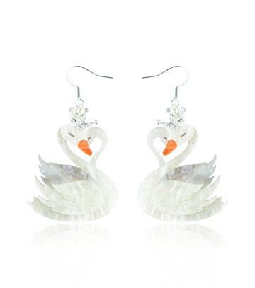 Moonlight White Swan Earrings