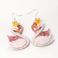 Peach Blossom Swan Earrings
