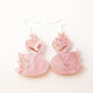 Peach Blossom Swan Earrings