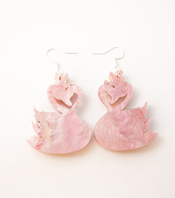 Peach Blossom Swan Earrings