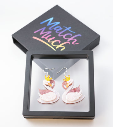 Peach Blossom Swan Earrings