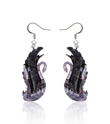 Midnight Ink Swan Earrings