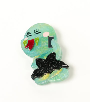 Chatty Black Dress Sweet Cool Snake Brooch