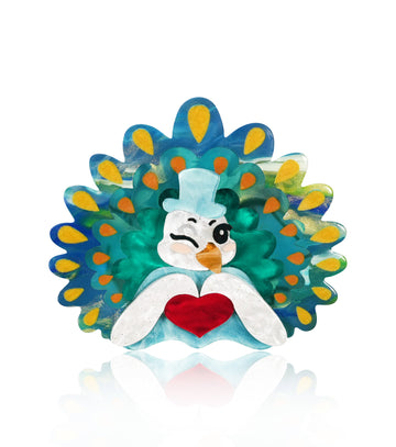 Dapper Peacock Brooch