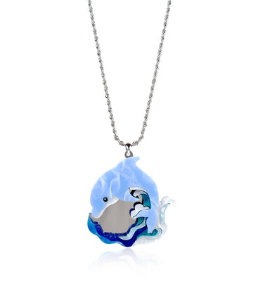 Dolphin Necklace Ocean Acrylic Resin Statement Jewelry for Women - Novelty Art Jewelry
