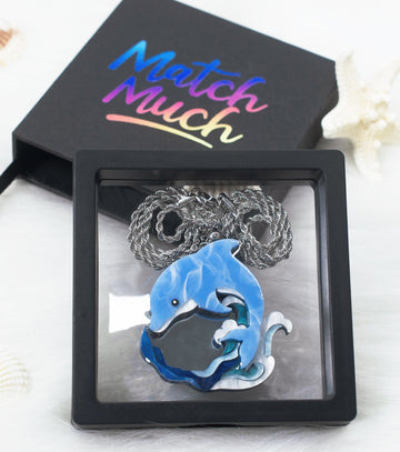 Dolphin Necklace Ocean Acrylic Resin Statement Jewelry for Women - Novelty Art Jewelry
