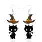 Wizard Cat Earrings Acrylic Resin Halloween Statement Jewelry for Women - Novelty Art Jewelry