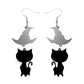 Wizard Cat Earrings Acrylic Resin Halloween Statement Jewelry for Women - Novelty Art Jewelry