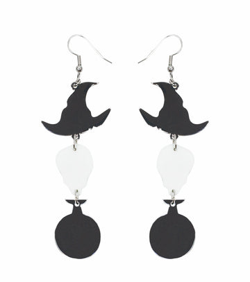 Wizard Skeleton Earrings Acrylic Resin Halloween Statement Jewelry for Women - Novelty Art Jewelry