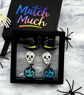 Wizard Skeleton Earrings Acrylic Resin Halloween Statement Jewelry for Women - Novelty Art Jewelry