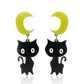 Moon Cat Earrings Acrylic Resin Halloween Statement Jewelry for Women - Novelty Art Jewelry