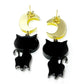 Moon Cat Earrings Acrylic Resin Halloween Statement Jewelry for Women - Novelty Art Jewelry