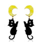 Moon Cat Earrings Acrylic Resin Halloween Statement Jewelry for Women - Novelty Art Jewelry