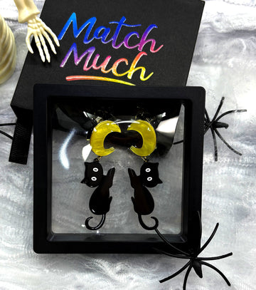 Moon Cat Earrings Acrylic Resin Halloween Statement Jewelry for Women - Novelty Art Jewelry