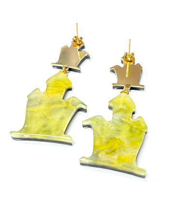 Ghost House Earrings Acrylic Resin Halloween Statement Jewelry for Women - Novelty Art Jewelry