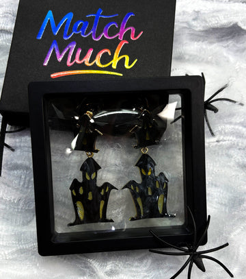 Ghost House Earrings Acrylic Resin Halloween Statement Jewelry for Women - Novelty Art Jewelry
