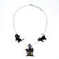 Cat Ghost House Necklace Acrylic Resin Halloween Statement Jewelry for Women - Novelty Art Jewelry