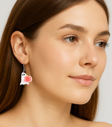 Ghost Pumpkin Earrings Acrylic Resin Halloween Statement Jewelry for Women - Novelty Art Jewelry
