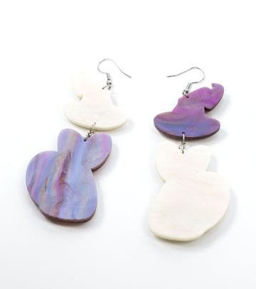 Wizard Cat Earrings Acrylic Resin Halloween Statement Jewelry for Women - Novelty Art Jewelry