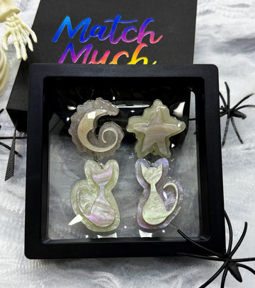 Star Moon Cat Earrings Acrylic Resin Halloween Statement Jewelry for Women - Novelty Art Jewelry